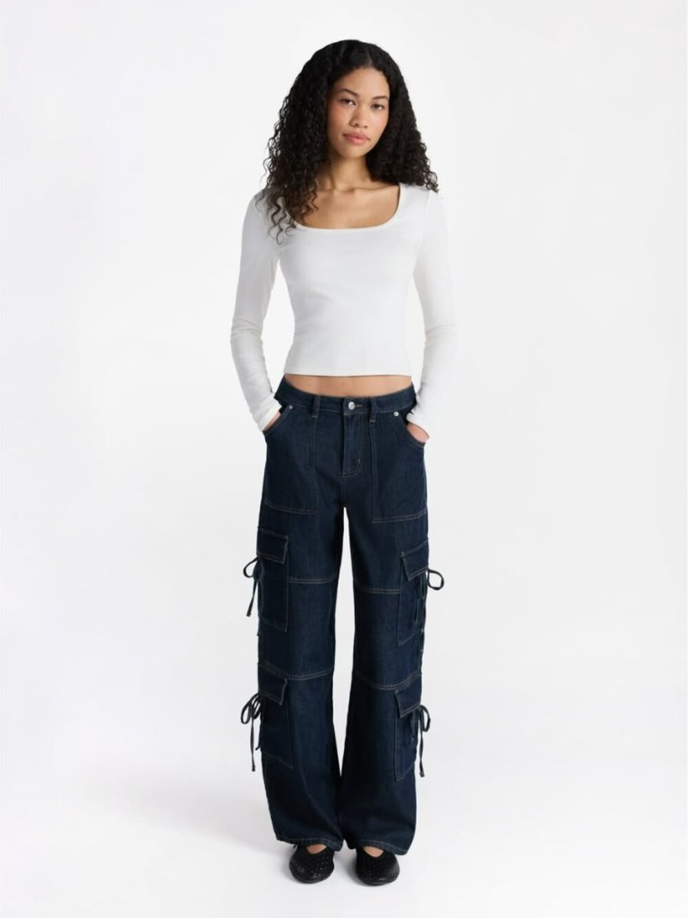 No Boundaries Bow Cargo Jeans, 30.5” Inseam